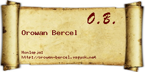 Orowan Bercel névjegykártya
